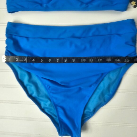 BMJL Women's Blue High Waisted U Cut Out Top Modest Bikini Set Size XL NWT - Picture 15 of 16
